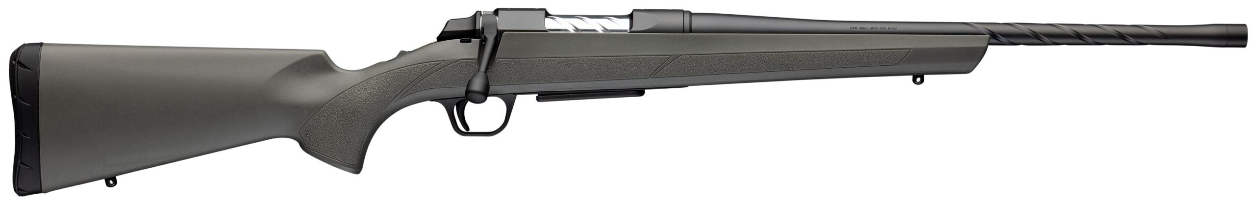 Modern bolt-action rifle on white background