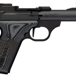 Black .22 caliber semi-automatic pistol close-up