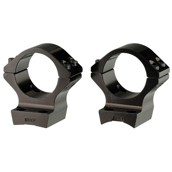 Two black rifle scope mounting rings