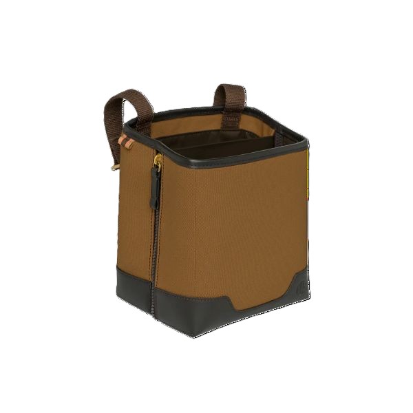 Brown rectangular storage bin with handles
