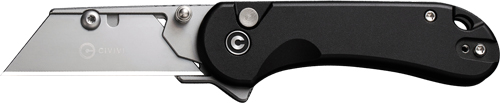 Black folding pocket knife with silver blade