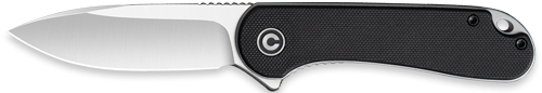 Black folding pocket knife with silver blade