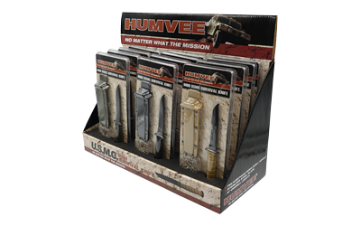 Humvee survival knives in retail display box
