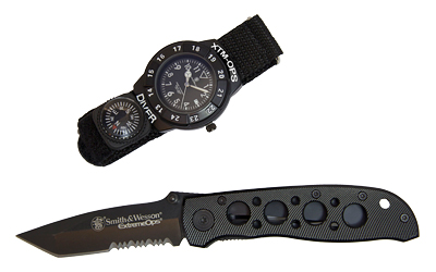 Smith & Wesson watch and folding knife set