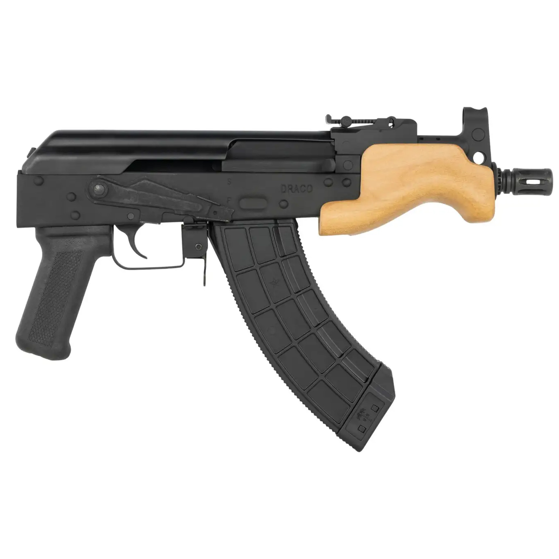 Compact AK-style pistol with curved magazine