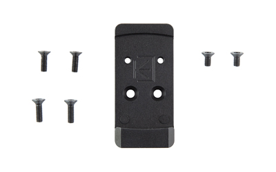 Black mounting bracket with six screws
