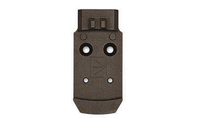 Brown metal mounting bracket with four holes