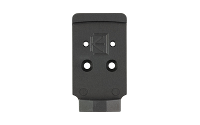 Black plastic mounting bracket with screw holes