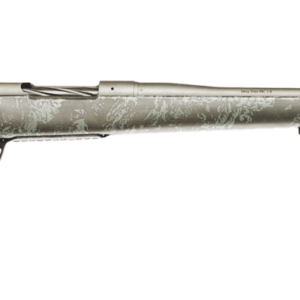 Camouflage bolt-action rifle with long barrel