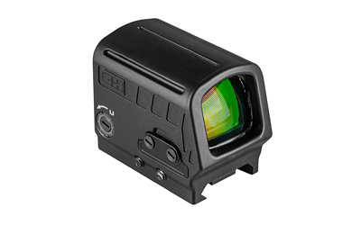 Compact black holographic weapon sight with green lens