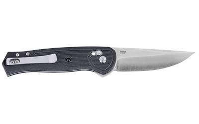 Black folding pocket knife with silver blade