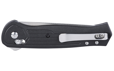 Black folding pocket knife with metal clip