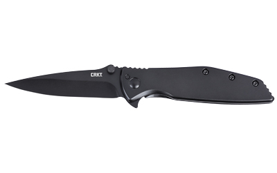 Black CRKT folding pocket knife on white background