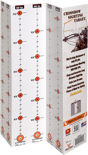 Crossbow sighting target box with FPS markings
