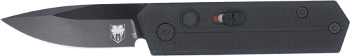 Black folding knife with wolf logo