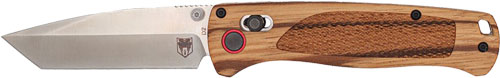 Folding knife with wooden handle and steel blade