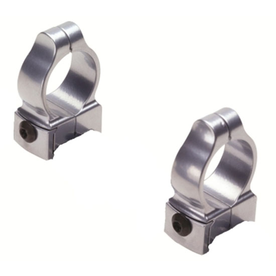 Two silver metal mounting ring clamps