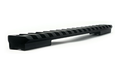 Black Picatinny rail mount on white background