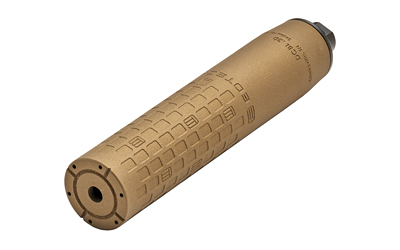 Gold cylindrical firearm suppressor with textured surface