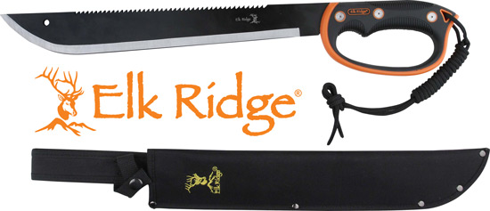 Elk Ridge machete with sheath and orange handle
