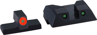 Handgun front and rear iron sights with dots