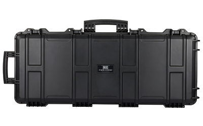 Black hard-shell protective equipment case with handle