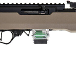 Tan stock semi-automatic rifle on white background