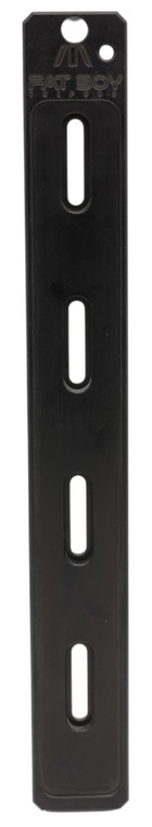 Black metal mounting bracket with slotted holes