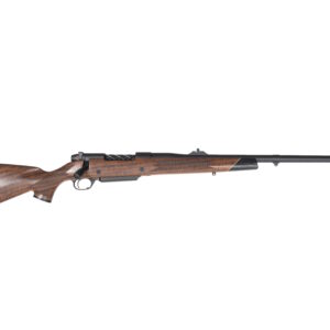 Bolt-action rifle with wooden stock