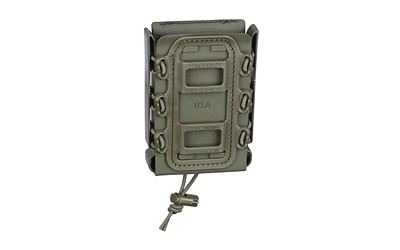 Olive green tactical MOLLE pouch with drawstring