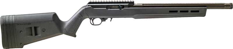 Black bolt-action rifle on white background