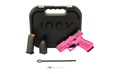 Pink Glock pistol with case and accessories