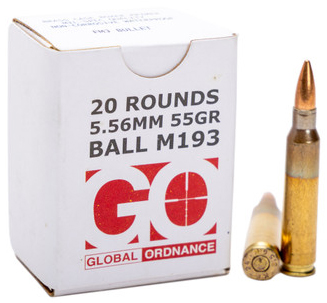 Box of 5.56mm M193 ammunition and cartridges