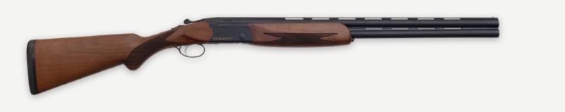 Side view of wooden pump-action shotgun
