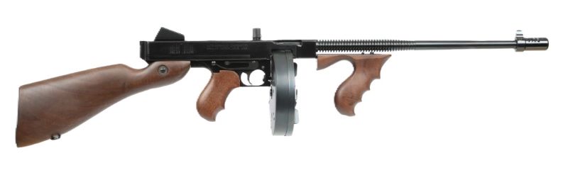 Thompson submachine gun with drum magazine