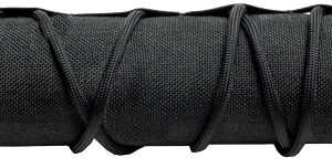 Black cylindrical grip wrapped with cord