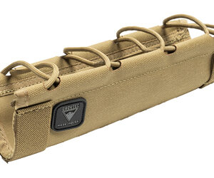 Tan tactical suppressor cover with bungee lacing