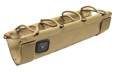 Tan tactical suppressor cover with bungee lacing