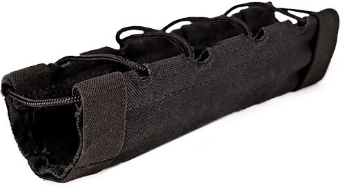Black fabric roll-up pouch with lace closure