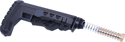 Adjustable rifle stock with buffer tube and spring