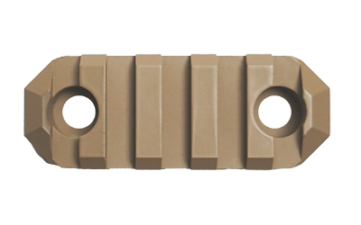 Tan polymer Picatinny rail segment with screw holes