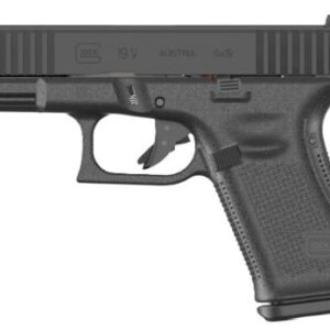 Black Glock 19 semi-automatic handgun side view