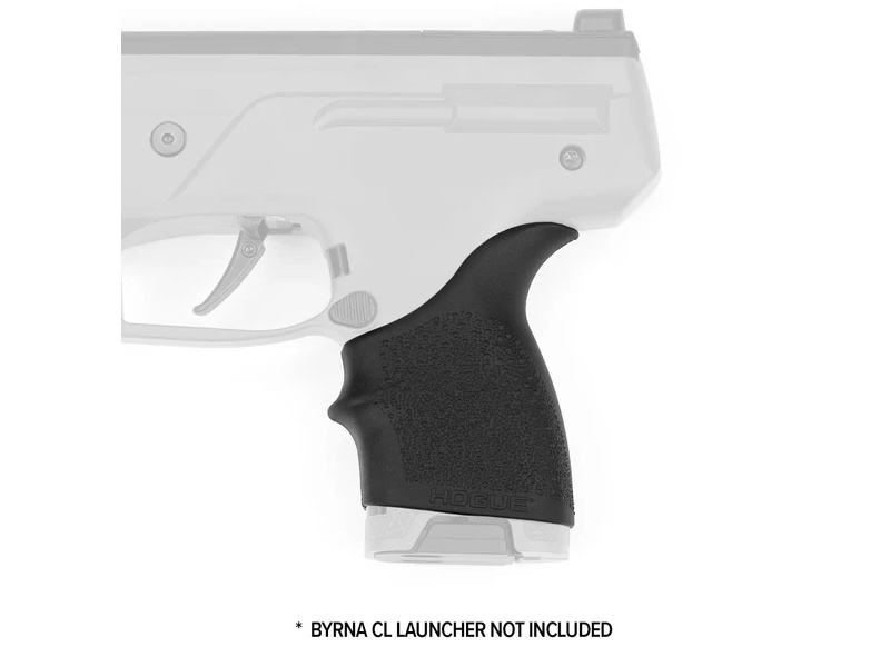Black textured pistol grip on launcher frame