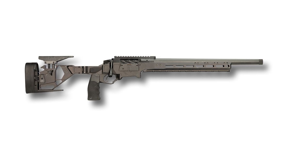 Modern bolt-action sniper rifle on white background