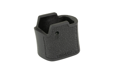 Black handgun magazine grip extension baseplate