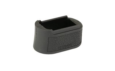 Black handgun magazine base plate extension
