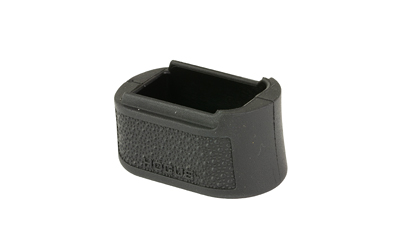 Black handgun magazine base plate extension