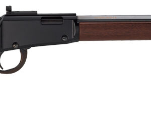 Lever-action rifle with wooden stock on white background