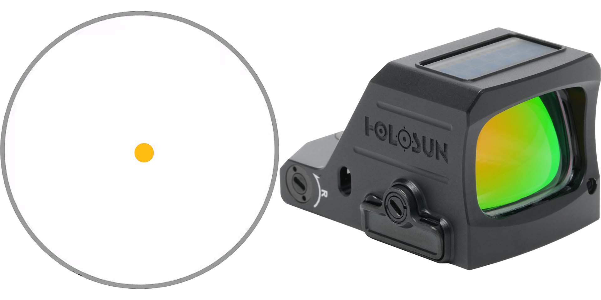 Holosun reflex sight with yellow dot reticle