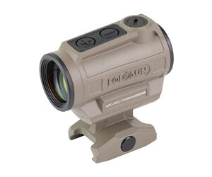 Tan compact red dot sight optic with mount